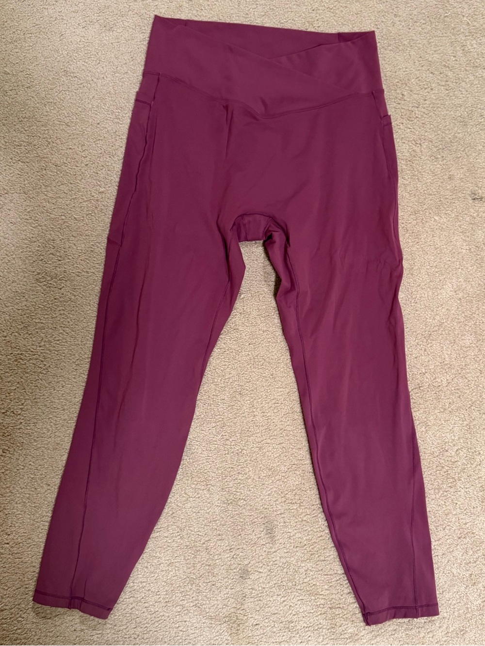 HALARA Plum High-Waist Active Leggings, with crossover front, 1X